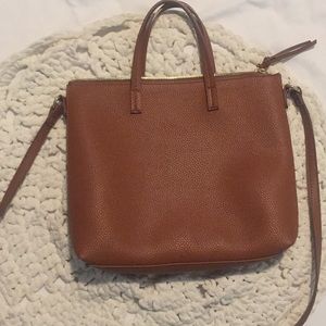 Brown faux leather tote